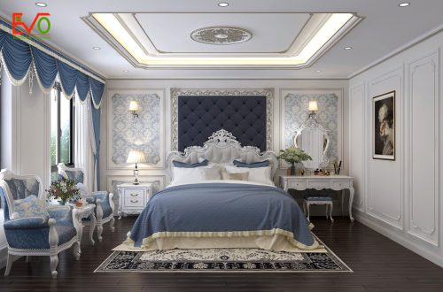 thiết kế nội thất phòng ngủ nhà phố 156 lacasta Văn Phú phong cách cổ điển 01